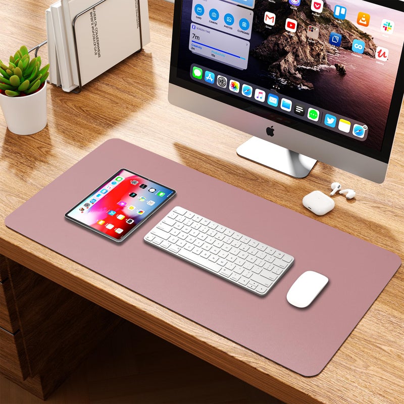WAYBER Leather Desk Pad Protector, Waterproof Mouse Pad, PU Desk Mat, Office Desk Cover, Desk Writing Mat for Office/Home/Work/Cubicle (Purple/Pink) 31.5x15.7in - Image 5